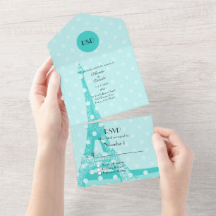 Robins Egg Blue Paris Threadding All In One Uitnodiging