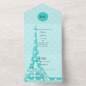 Robins Egg Blue Paris Threadding All In One Uitnodiging (Binnen)