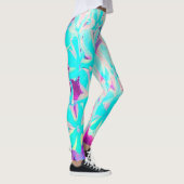 Robin's Egg Blue Peppermint Twist Phlox Flowers Leggings (Rechts)