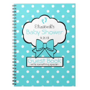 Robins Egg Blue Polka Dot Baby shower Guest Book- Notitieboek