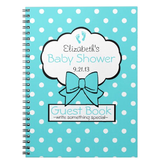Robins Egg Blue Polka Dot Baby shower Guest Book- Notitieboek (Voorkant)
