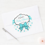 Robins Egg Blue Polka Dots-Baby shower Ronde Sticker (Envelop)
