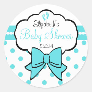 Robins Egg Blue Polka Dots-Baby shower Ronde Sticker
