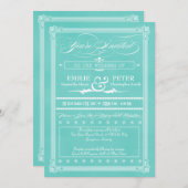 Robin's Egg Blue Poster Style Wedding Invitations Kaart (Voorkant / Achterkant)
