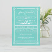 Robin's Egg Blue Poster Style Wedding Invitations Kaart (Staand voorkant)