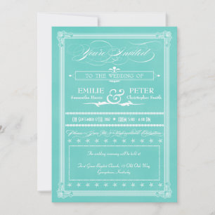 Robin's Egg Blue Poster Style Wedding Invitations Kaart