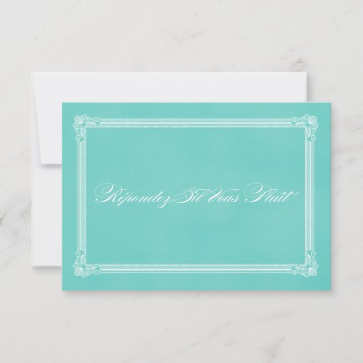 Robin's Egg Blue Poster Style Wedding RSVP Kaartje (Voorkant)