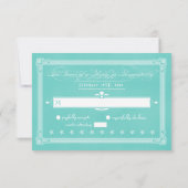 Robin's Egg Blue Poster Style Wedding RSVP Kaartje (Achterkant)