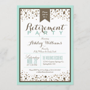 Robins Egg Blue, Taupe Modern Retirement Party Kaart