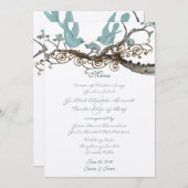 Robin's Egg Blue Tortelduifjes Wedding Menu (Voorkant / Achterkant)