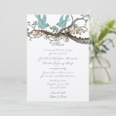 Robin's Egg Blue Tortelduifjes Wedding Menu (Staand voorkant)