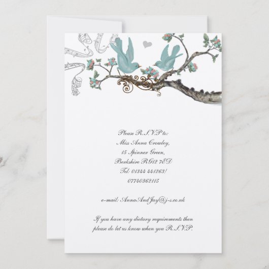 Robin's Egg Blue Wedding Invitations Kaart (Achterkant)