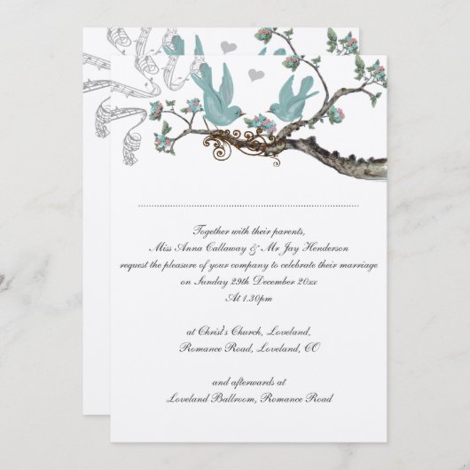  Robin's Egg Blue Wedding Invitations Kaart (Voorkant / Achterkant)