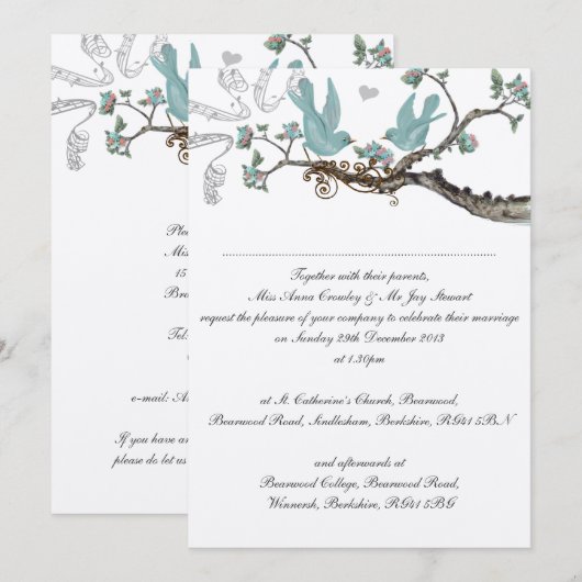  Robin's Egg Blue Wedding Invitations Kaart (Voorkant / Achterkant)