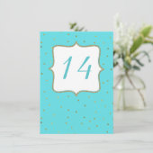 Robins Egg Blue Wedding Reception Table Number Informatiekaartje (Staand voorkant)