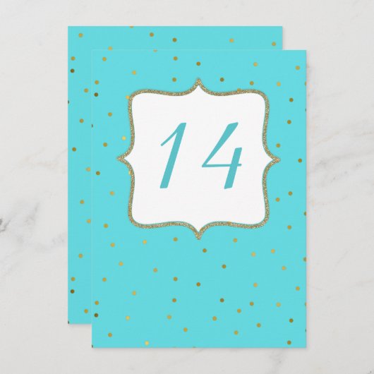 Robins Egg Blue Wedding Reception Table Number Informatiekaartje (Voorkant / Achterkant)