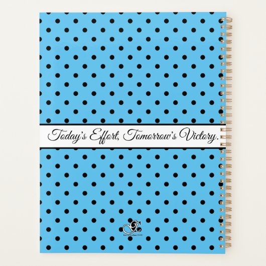 Robin's Egg Blue White Bow Polka Dots gepersonalis Planner (Achterkant)