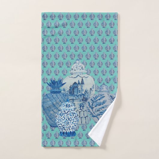 Robin's Egg Blue & White Ginger Jars Bad Handdoek (Handdoek)