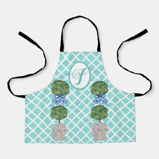 Robin's Egg Chinoiserie Ginger Jar Topiary A Schort (Voorkant)