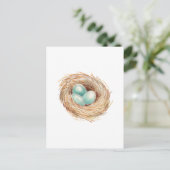Robin's Egg Nest Blue Waterverf Briefkaart (Staand voorkant)