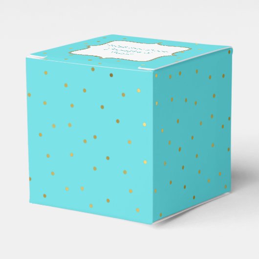 Robins Ei Blauw en Goud Polka Dot Favor Geschenkdo Bedankdoosjes (Voorkant Zijde)