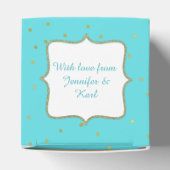 Robins Ei Blauw en Goud Polka Dot Favor Geschenkdo Bedankdoosjes (Bovenkant)