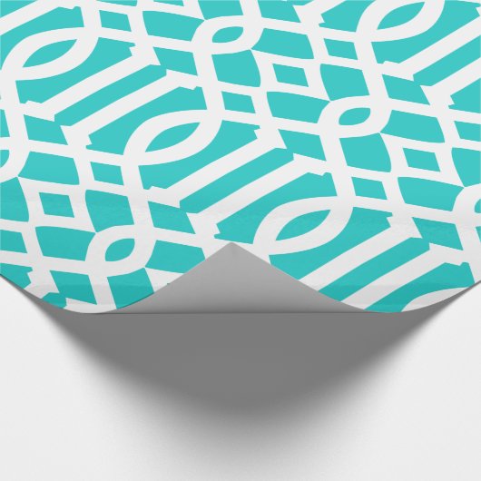 Robin's Ei Blauw en Wit Trellis Patroon Cadeaupapier (Hoek)