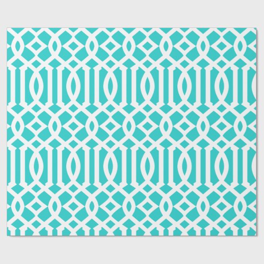 Robin's Ei Blauw en Wit Trellis Patroon Cadeaupapier (Vlak)