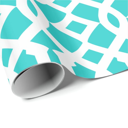 Robin's Ei Blauw en Wit Trellis Patroon Cadeaupapier (Rol Hoek)