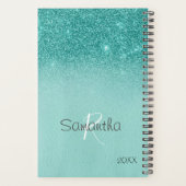 Robin's Ei Blauw Glitter Glans Jaarlijks Monogram Planner (Achterkant)