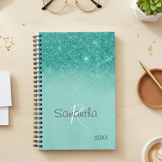 Robin's Ei Blauw Glitter Glans Jaarlijks Monogram Planner