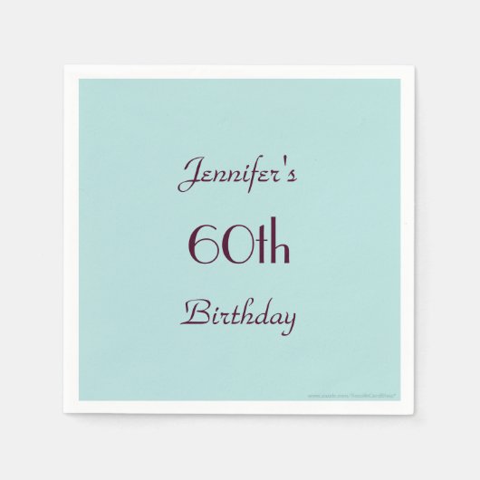 Robins Ei Blauw Papier Servetten 60ste Verjaardag  (Voorkant)