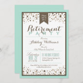 Robins Ei Blauw, Taupe Modern Pensioenfeest Kaart (Voorkant / Achterkant)