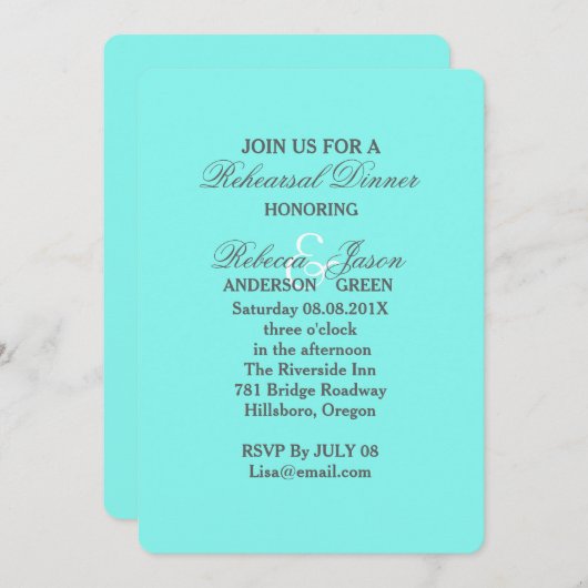 robin's ei-blauw turquoise aqua-blauwe trouw kaart (Voorkant / Achterkant)