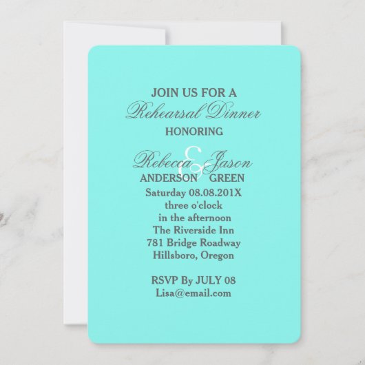 robin's ei-blauw turquoise aqua-blauwe trouw kaart (Voorkant)