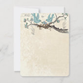 Robin's Ei Blauw Vintage Vogels Bewaar de Datum Save The Date (Achterkant)