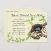 Robins Ei Blauwe Eieren in Nest We Hebben Verplaat Aankondigingskaart (Voorkant / Achterkant)