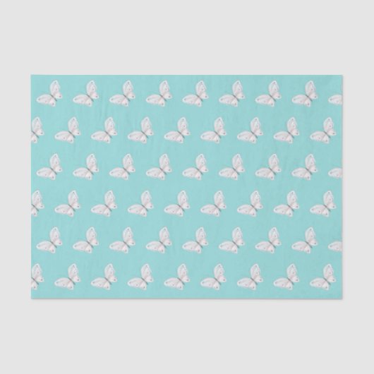 Robins Ei Blauwe en Witte Vlinders Tissue Paper Tissuepapier (Voorkant)
