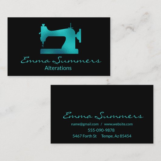 Robin's ei Blauwe Folie Naaimachine Wijzigingen Visitekaartje (Voorkant / Achterkant)