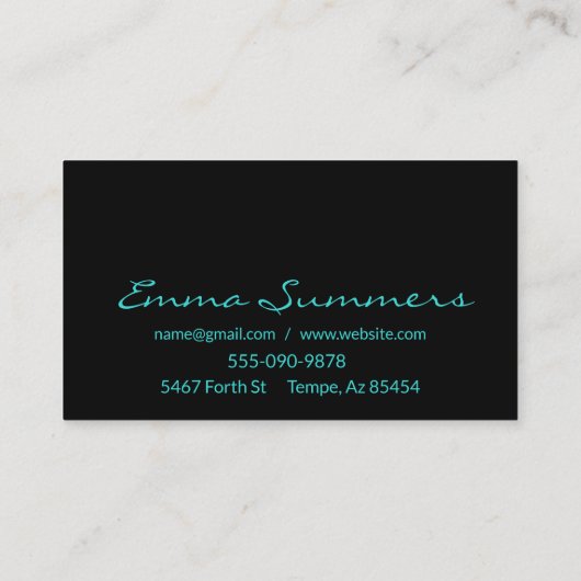 Robin's ei Blauwe Folie Naaimachine Wijzigingen Visitekaartje (Achterkant)