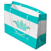 Robins Ei Blauwe Kroon Custom Gift Bag Groot Cadeauzakje (Achterkant Gekanteld)