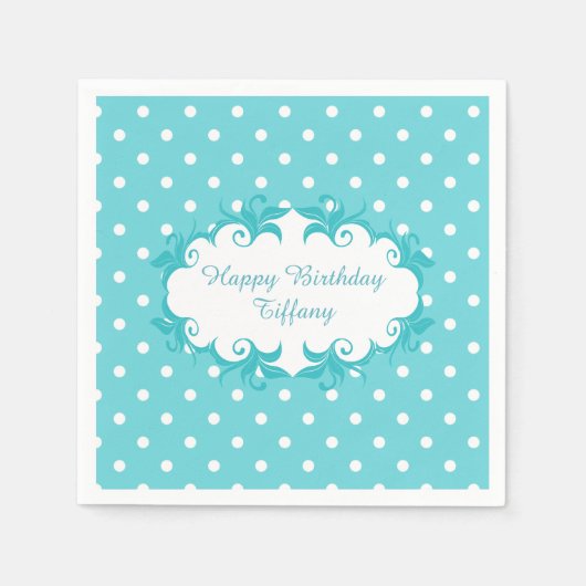  Robins Ei Blue Polka Dot Papieren servetten (Voorkant)
