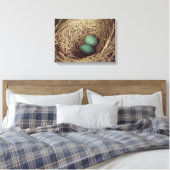 Robins Eieren in Nest Canvas Afdruk (Insitu (Slaapkamer))