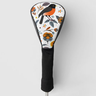 Robins en bloemen golfheadcover