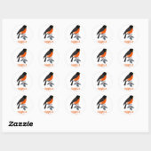 Robins en bloemen ronde sticker (Vel)