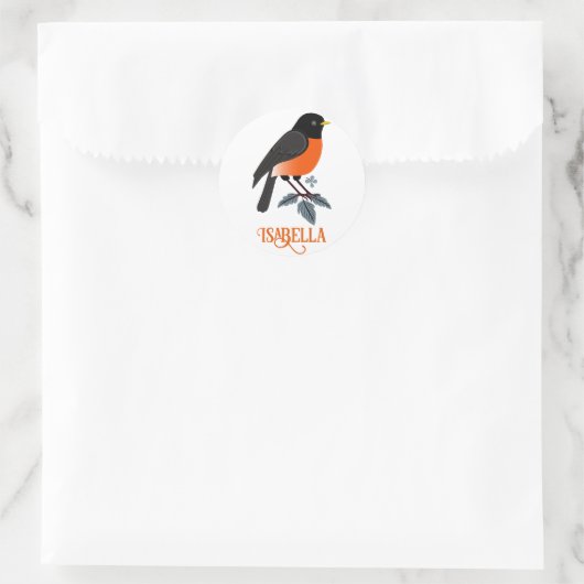 Robins en bloemen ronde sticker (Tas)