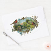  Robins en Forget-Me-Nots Ovale Sticker (Envelop)
