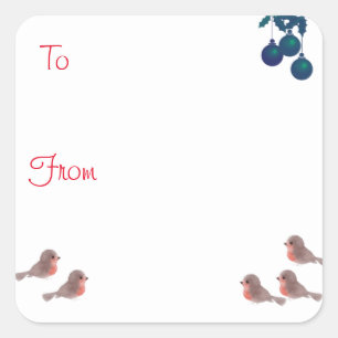 Robins en heilige schattige kerst vierkante sticker