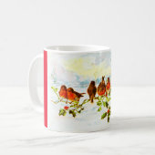 Robins en holly koffiemok (Voorkant links)