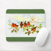 Robins en holly muismat (Met muis)